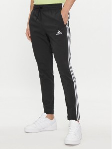 adidas Spodnie dresowe Essentials Single Jersey Tapered Open Hem 3-Stripes Joggers IC0044 Czarny Regular Fit