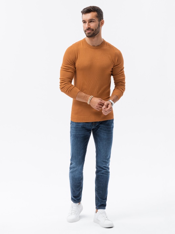 Elegancki sweter męski - camel V12 E177 - XXL