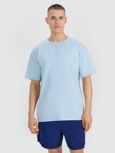4F T-shirt oversize gładki męski - niebieski M