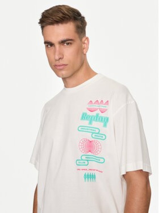 Replay T-Shirt MMG334.000.23454 Biały Oversize