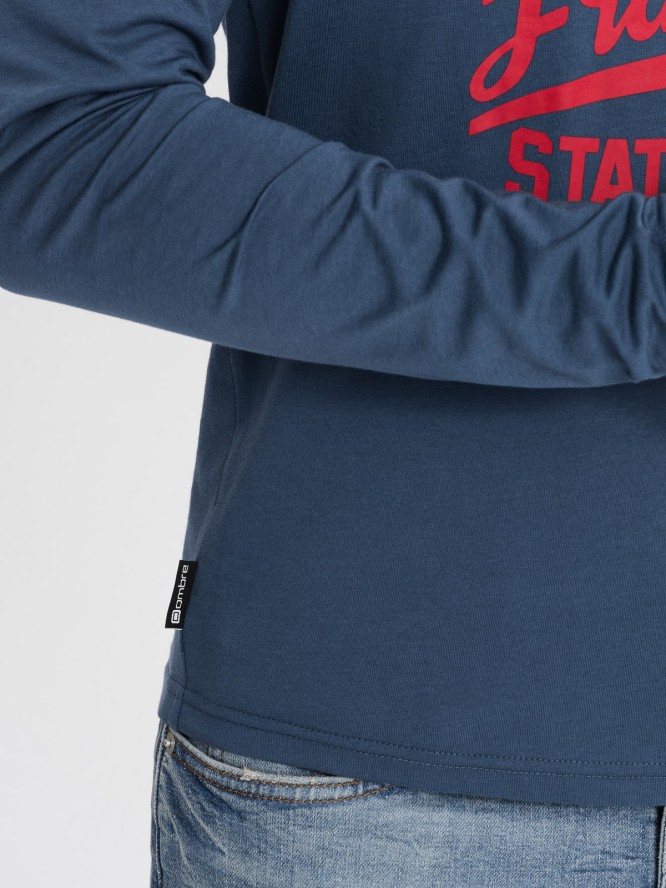 Koszulka męska z długim rękawem z nadrukiem collegowym - niebieska V2 OM-LSPT-0116 - XXL