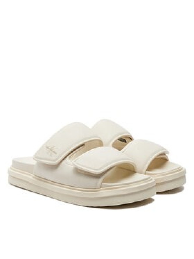 Calvin Klein Jeans Klapki Double Bar Sandal Mtl YM0YM01020 Écru