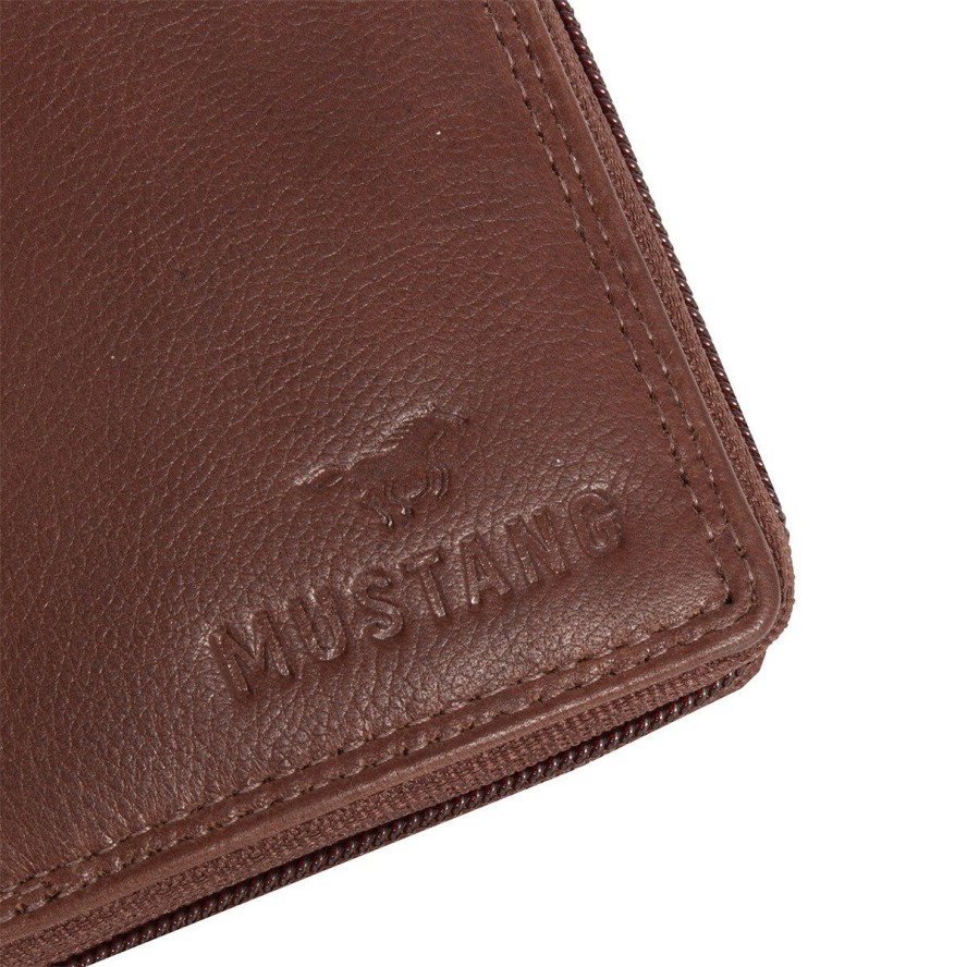 MUSTANG UDINE WALLET UNIWERSALNY SKÓRZANY PORTFEL PREMIUM POJEMNY NA KARTY SKÓRA BROWN 06.102101