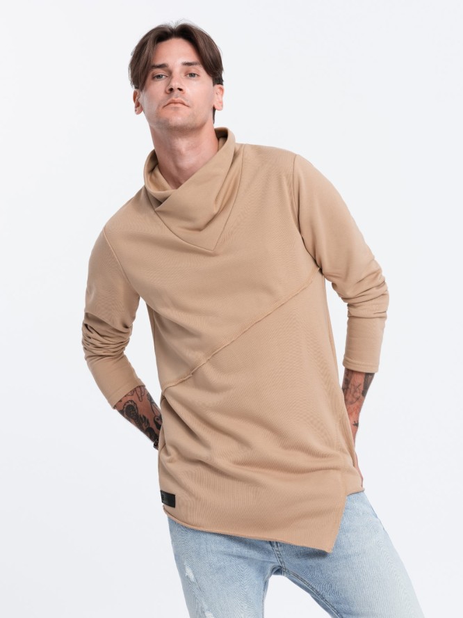 Bluza męska z dużym kołnierzem OSLO - beżowa B1366 - XL