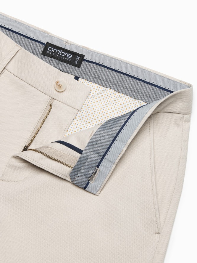 Spodnie męskie chino SLIM FIT - kremowe V1 OM-PACP-0186 - XXL