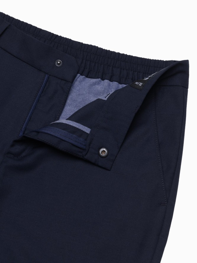 Męskie spodnie chino z gumką w pasie SLIM FIT - granatowe V3 OM-PACP-0157 - XXL