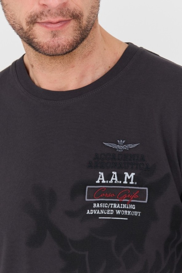 AERONAUTICA MILITARE Grafitowy t-shirt M.C.