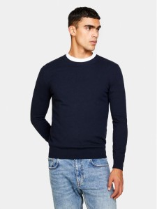 Sisley Sweter 10F2S1C78 Granatowy Slim Fit