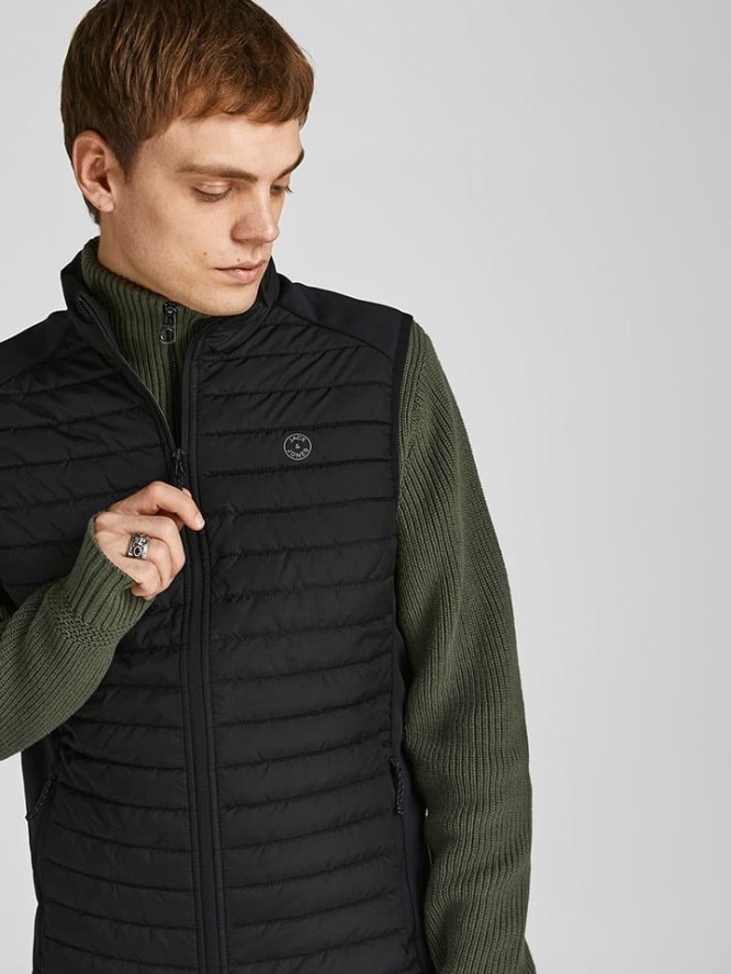 Jack & Jones Kamizelka pikowana w kolorze czarnym rozmiar: L