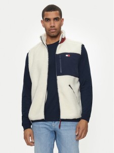 Tommy Jeans Kamizelka Teddy DM0DM18900 Écru Relaxed Fit