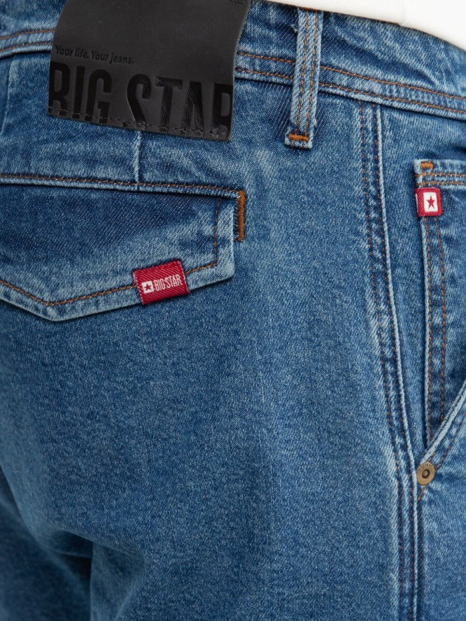 Szorty męskie jeansowe z naszytymi kieszeniami niebieskie Morris 522