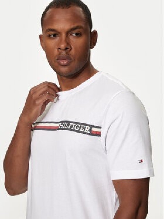 Tommy Hilfiger T-Shirt Chest Stripe MW0MW36739 Biały Regular Fit