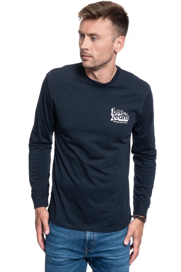 MĘSKA KOSZULKA LONGSLEVE LEE LS 70S LOGO TEE SKY CAPTAIN L62OFQHY