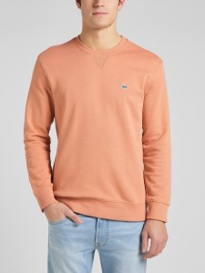 LEE PLAIN CREW SWS MĘSKA BLUZA LOGO RUST L81ISPUK