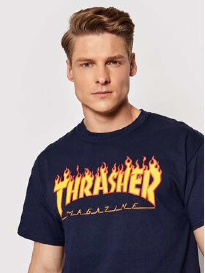 Thrasher T-Shirt Flame Granatowy Regular Fit