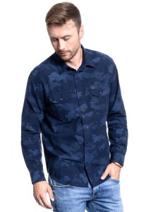 MĘSKA KOSZULA LEE WORKER SHIRT RELAXED FIT WASHED BLUE L68HDSLR 112117125