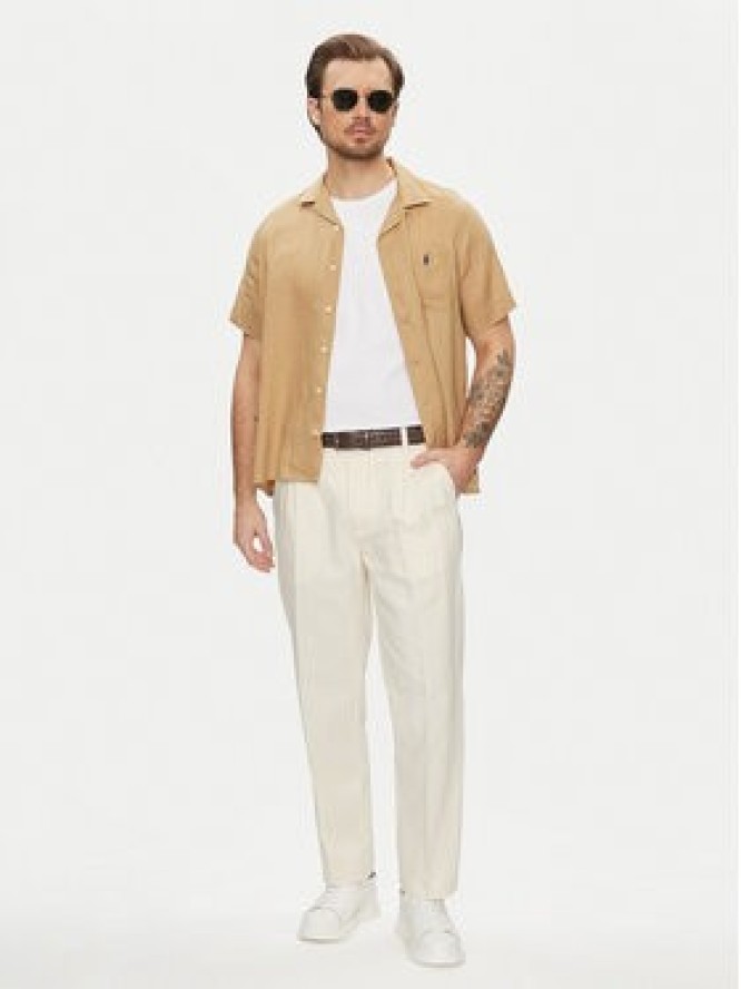 Pepe Jeans Chinosy Relaxed Pleated Linen Pants - 2 PM211700 Écru Relaxed Fit