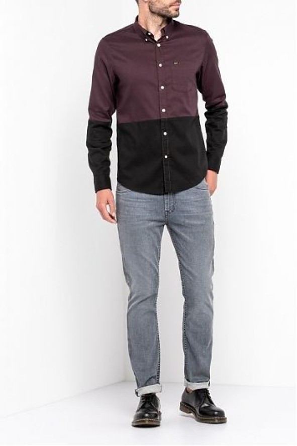 LEE BUTTON DOWN MĘSKA KOSZULA MATERIAŁOWA AUBERGINE L880ZLKA