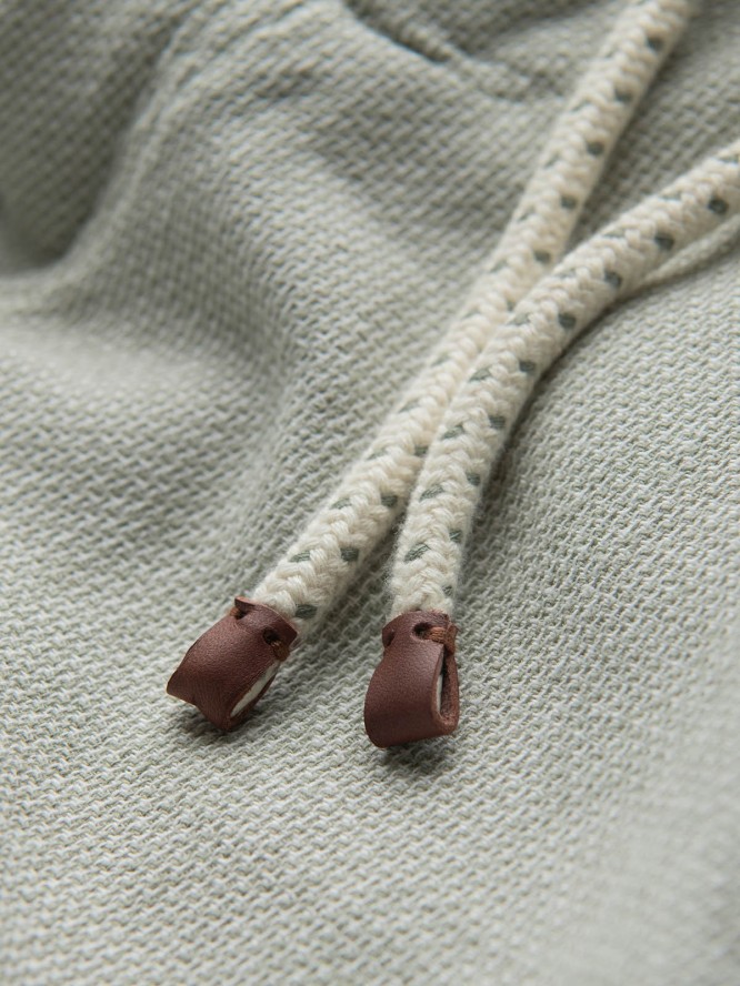 Spodenki męskie szorty dzianinowe z lnu i bawełny - jasnozielone V2 OM-SRCS-0130 - XXL