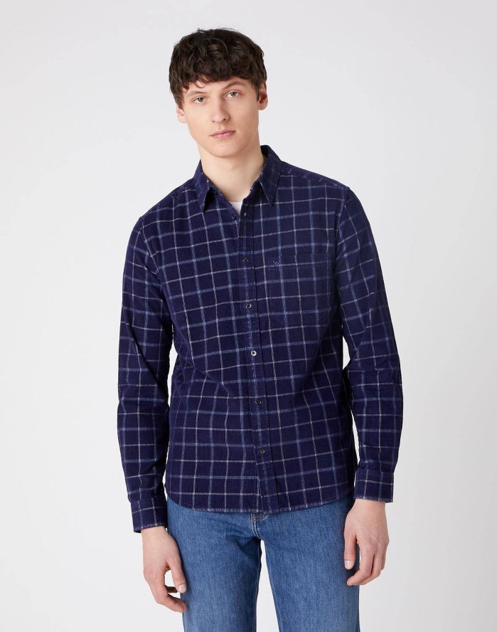 WRANGLER LS 1PKT SHIRT MĘSKA KOSZULA W KRATĘ DŁUGI RĘKAW PATRIOT BLUE W5AE4AX5H