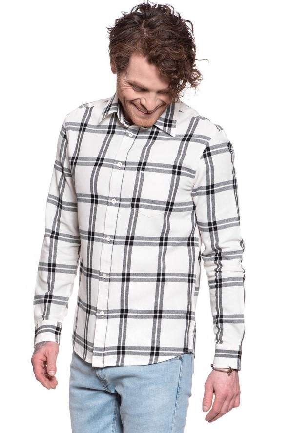 WRANGLER LS 1 PKT SHIRT KOSZULA MĘSKA OFF WHITE W5A1T2737