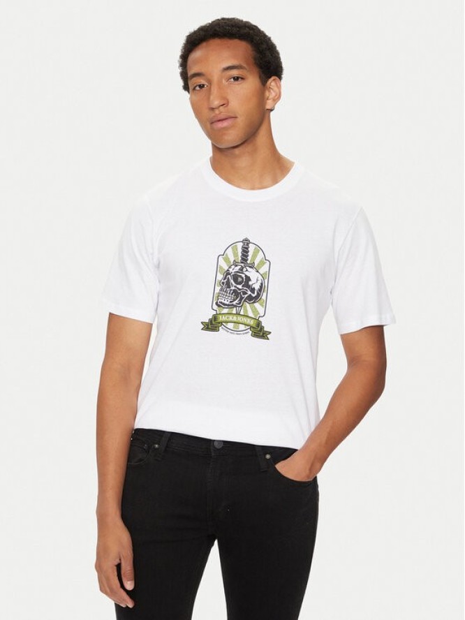 Jack&Jones T-Shirt Seven Skull 12262491 Biały Regular Fit