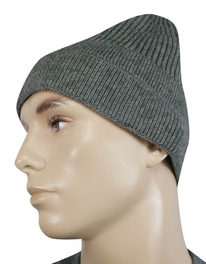 Czapka Męska, Szara Beanie, Jesienno-Zimowa, Prążkowana, Odwijana -PAKO JEANS