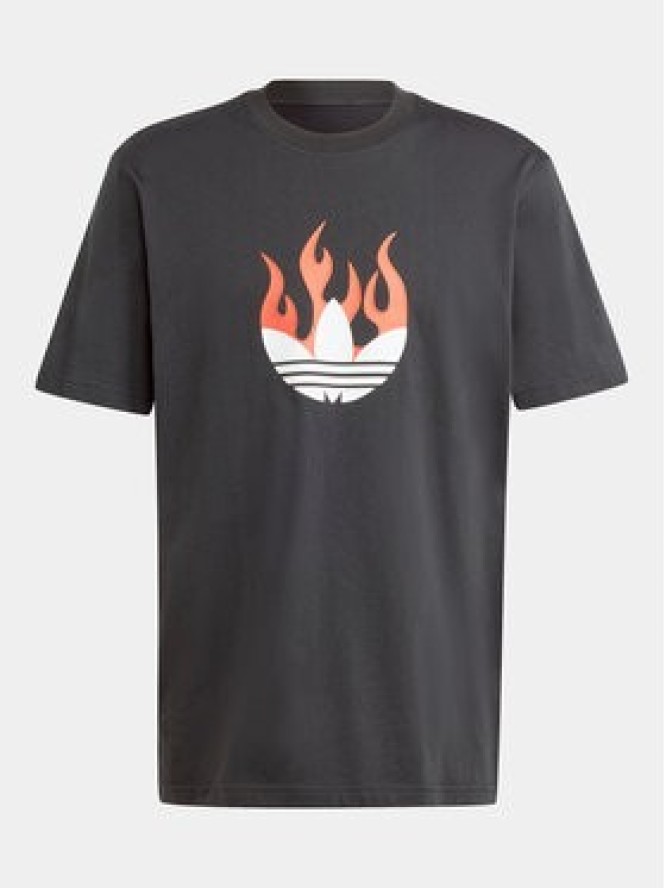 adidas T-Shirt Flames Logo IS0178 Czarny Loose Fit