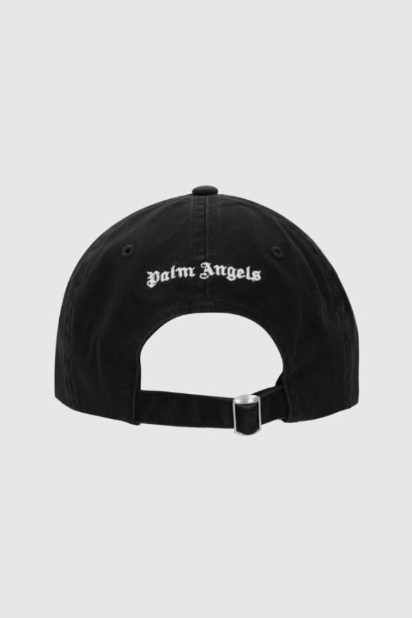 PALM ANGELS Czarna czapka z daszkiem i haftowanym logo