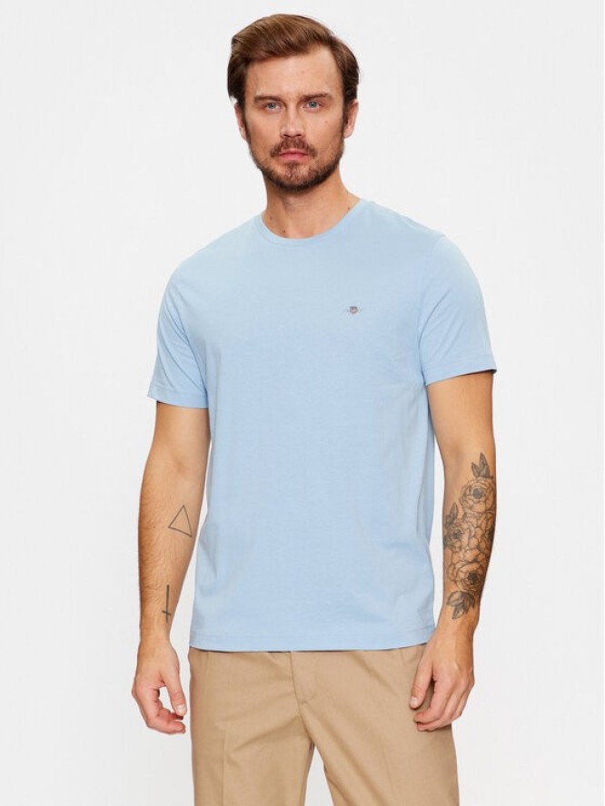 Gant T-Shirt Shield 2003184 Błękitny Regular Fit