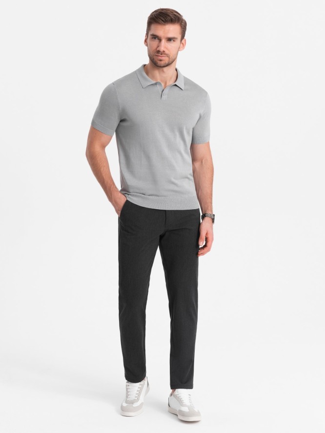 Eleganckie męskie spodnie chino SLIM FIT - grafitowe V2 OM-PACP-0191 - XXL