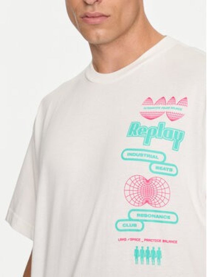 Replay T-Shirt MMG334.000.23454 Biały Oversize