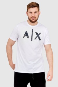 ARMANI EXCHANGE Biały t-shirt męski z szarym logo