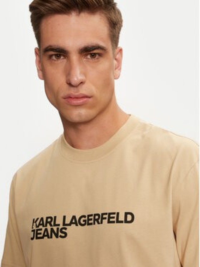 Karl Lagerfeld Jeans T-Shirt 235D1707 Beżowy Regular Fit