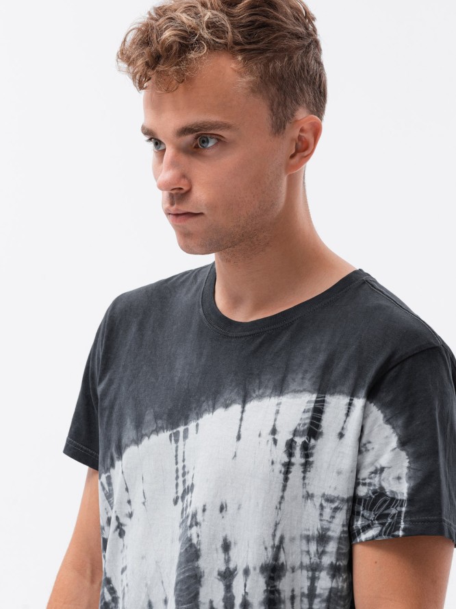 T-shirt męski bawełniany TIE DYE - grafitowy V1 S1617 - XXL