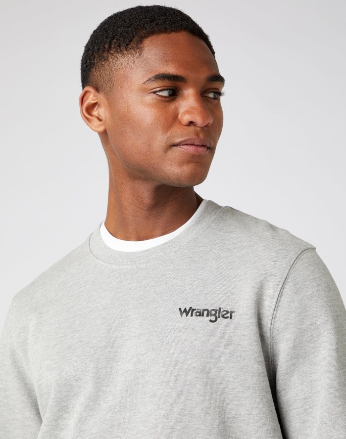 WRANGLER POSITIVE VIBES SWEAT MĘSKA BLUZA KLASYCZNA NADRUK MID GREY MEL W6F6H1X37