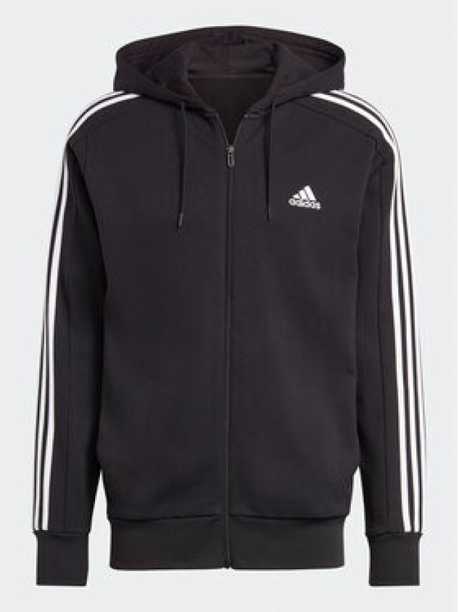 adidas Bluza Essentials French Terry 3-Stripes Full-Zip Hoodie IC0433 Czarny Regular Fit