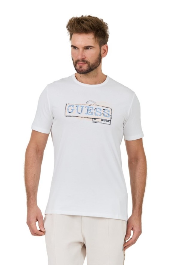 GUESS Biały t-shirt Box Logo