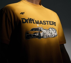 4F T-shirt regular z nadrukiem uniseks 4F x Drift Masters - żółty XXL