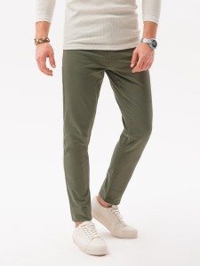 Spodnie męskie chinosy SLIM FIT - oliwkowe V26 P1059 - M