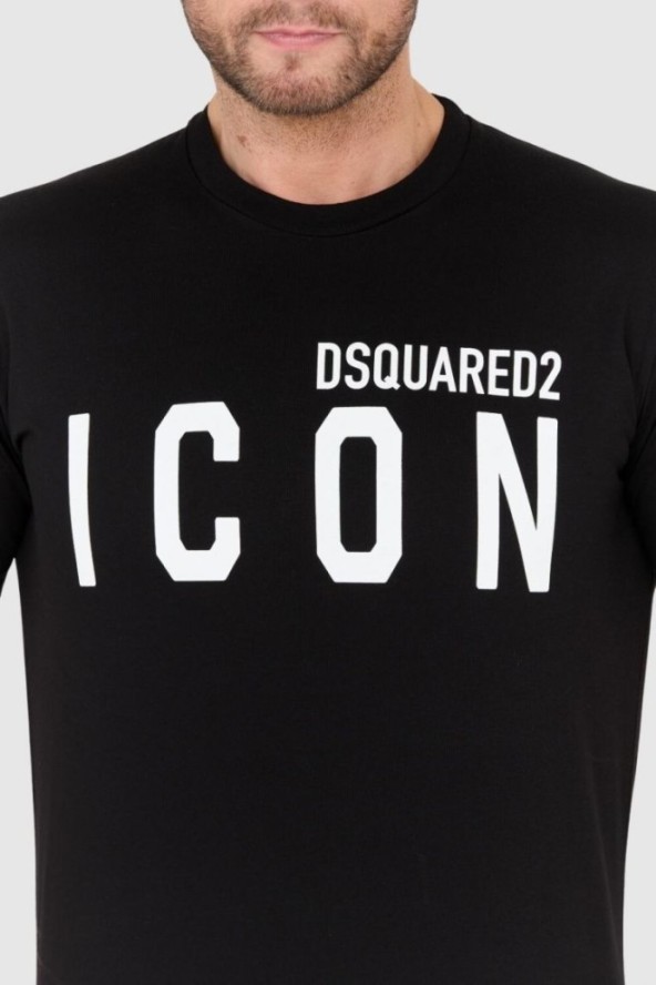 DSQUARED2 Czarny t-shirt męski z dużym logo icon