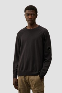 C.P. COMPANY Czarny męski sweter Crew Neck