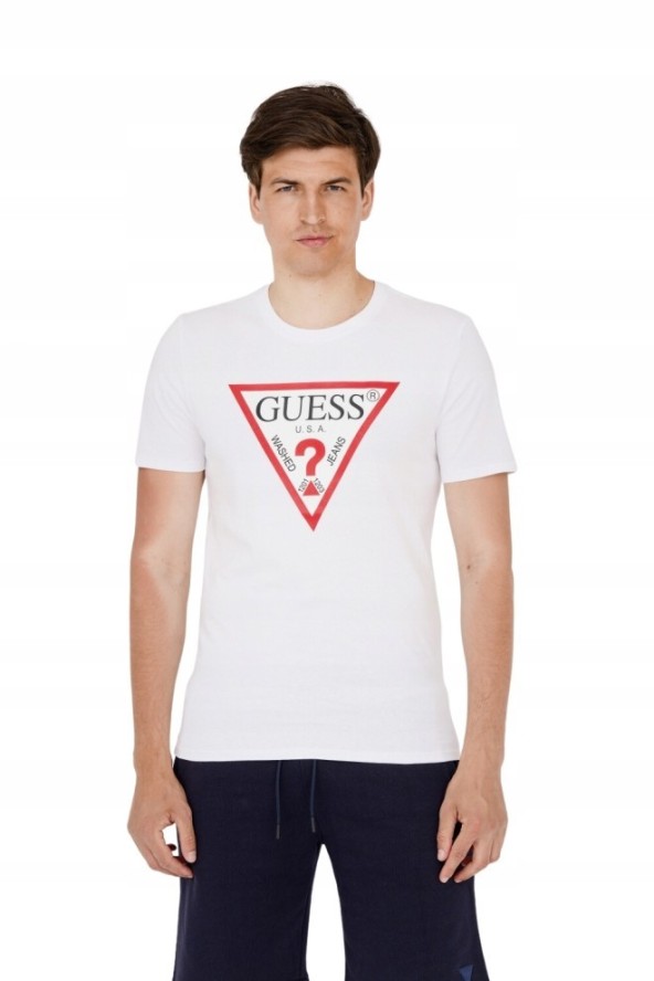 GUESS T-shirt męski biały z dużym logo