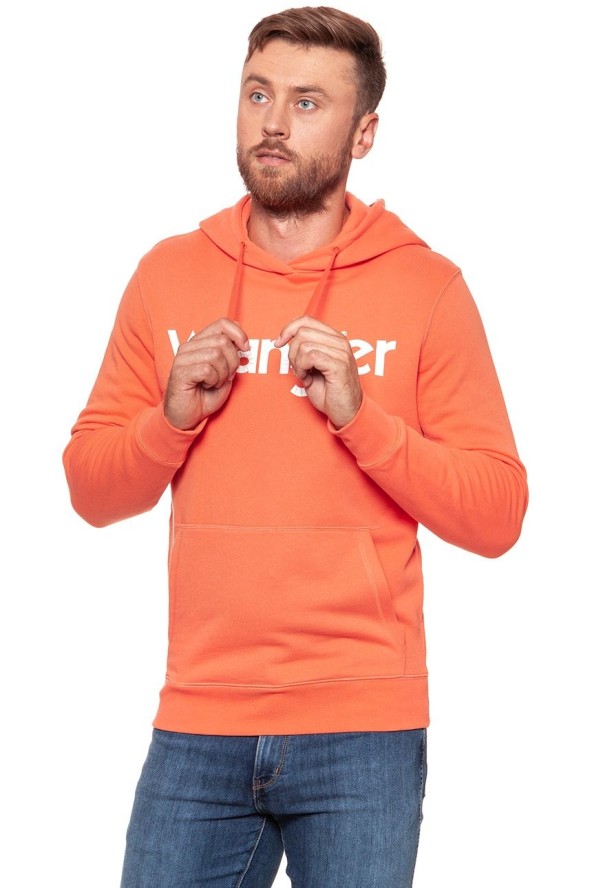 WRANGLER BLUZA LOGO HOODIE GLOW ORANGE W6527HY48