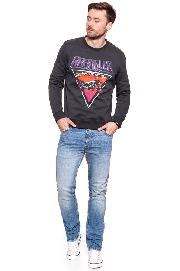 BLUZA WRANGLER MĘSKA CREW SWEAT FADED BLACK W6559IHV6