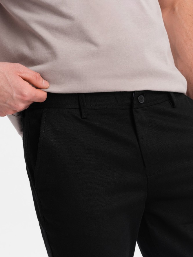 Spodnie męskie chino SLIM FIT z delikatną teksturą - czarne V5 OM-PACP-0190 - XXL