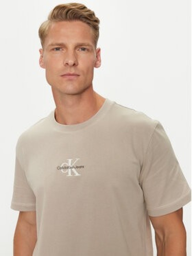 Calvin Klein Jeans T-Shirt Monologo J30J325649 Beżowy Regular Fit