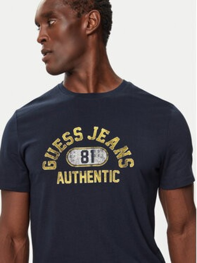 Guess T-Shirt M4BI74 K8HM0 Granatowy Slim Fit