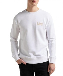 LEE WOBBLY LEE SWS MĘSKA BLUZA KLASYCZNA LOGO BRIGHT WHITE L81MSPLJ