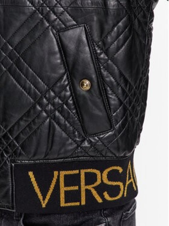 Versace Jeans Couture Kurtka skórzana 75GAVP06 Czarny Regular Fit